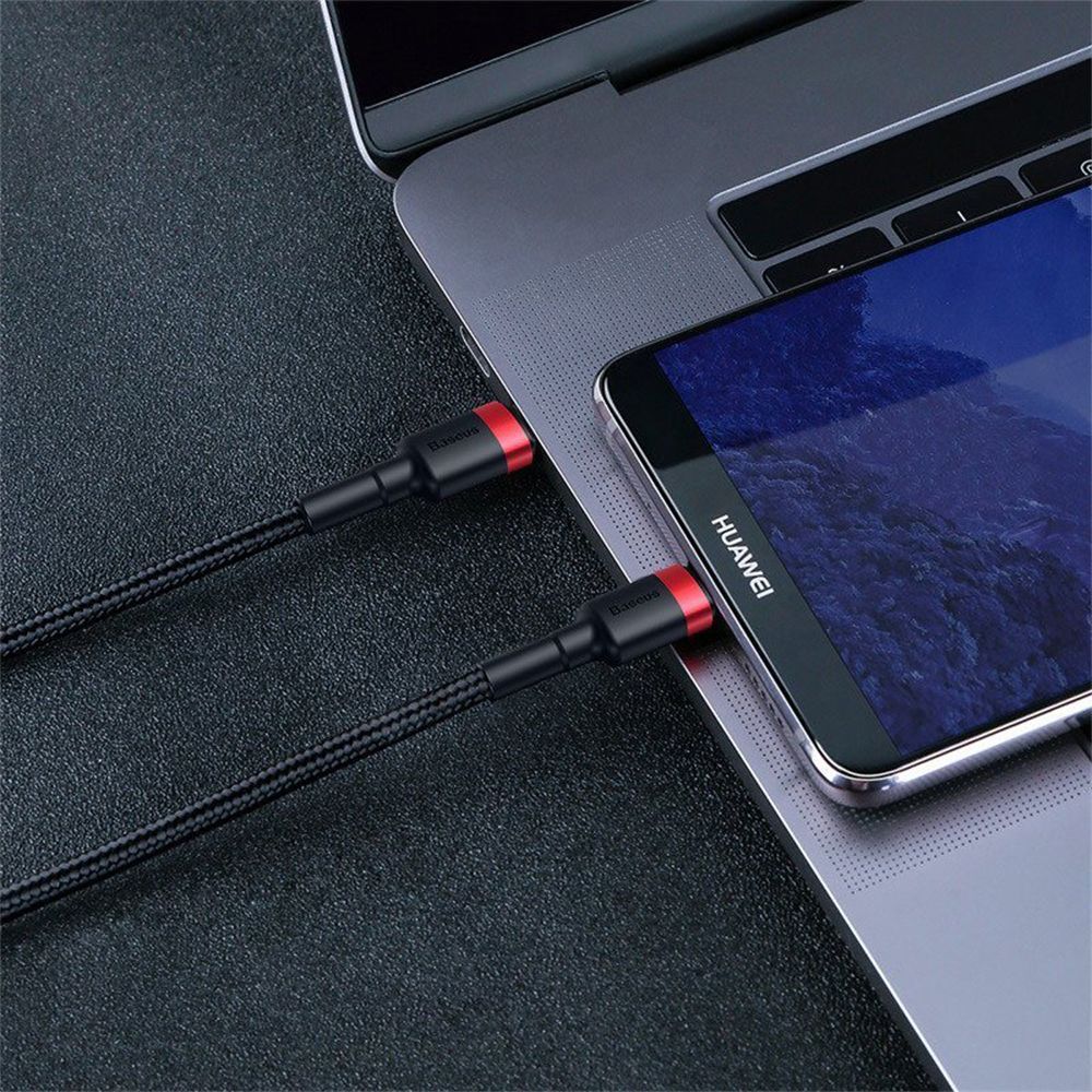 Καλώδιο Baseus Cafule Braided USB-C PD / USB-C PD PD2.0 60W 20V 3A QC3.0 1M Μαύρο / Κόκκινο