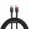 Καλώδιο Baseus Cafule Braided USB-C PD / USB-C PD PD2.0 60W 20V 3A QC3.0 1M Μαύρο / Κόκκινο