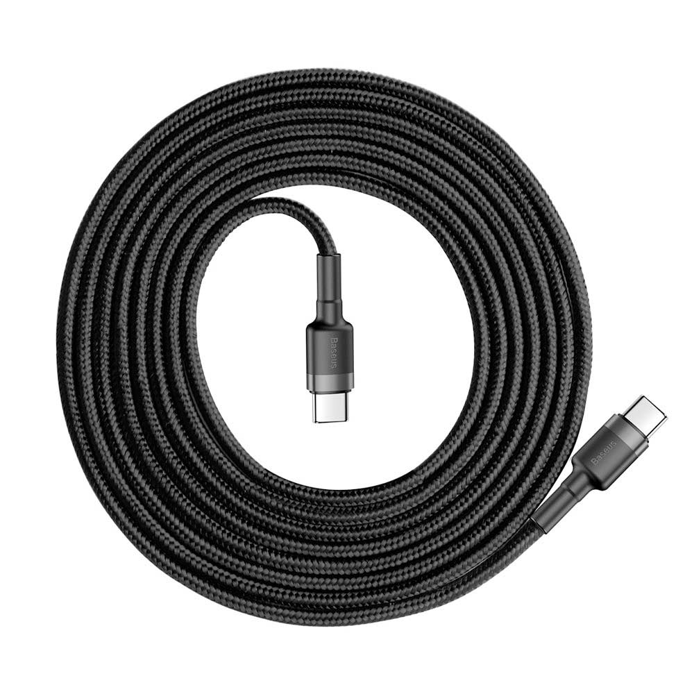 Καλώδιο Baseus Cafule Braided USB-C PD / USB-C PD PD2.0 60W 20V 3A QC3.0 2M Μαύρο / Γκρι