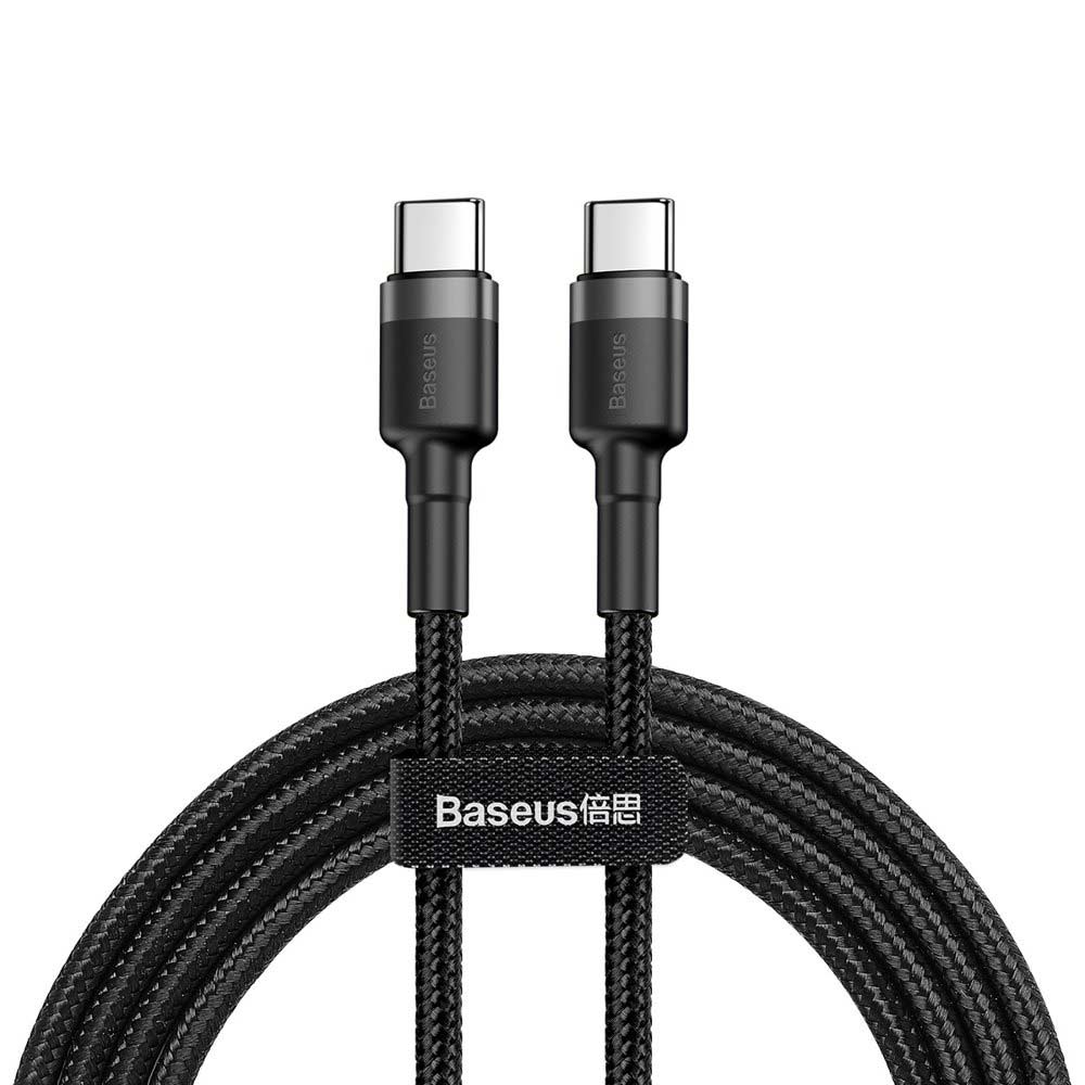 Καλώδιο Baseus Cafule Braided USB-C PD / USB-C PD PD2.0 60W 20V 3A QC3.0 2M Μαύρο / Γκρι