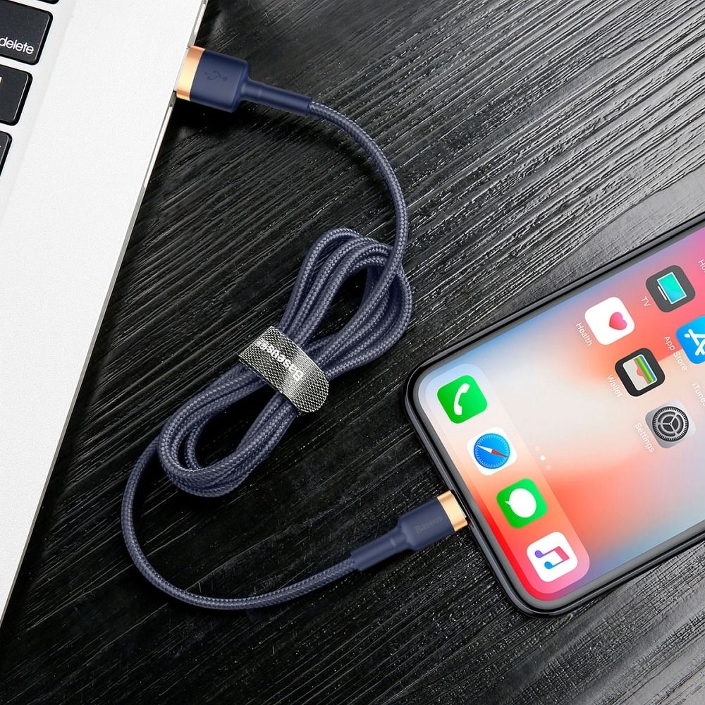 Καλώδιο Baseus Cafule Braided USB 2.0 / Lightning 1.5A 2m Μπλε / Χρυσό