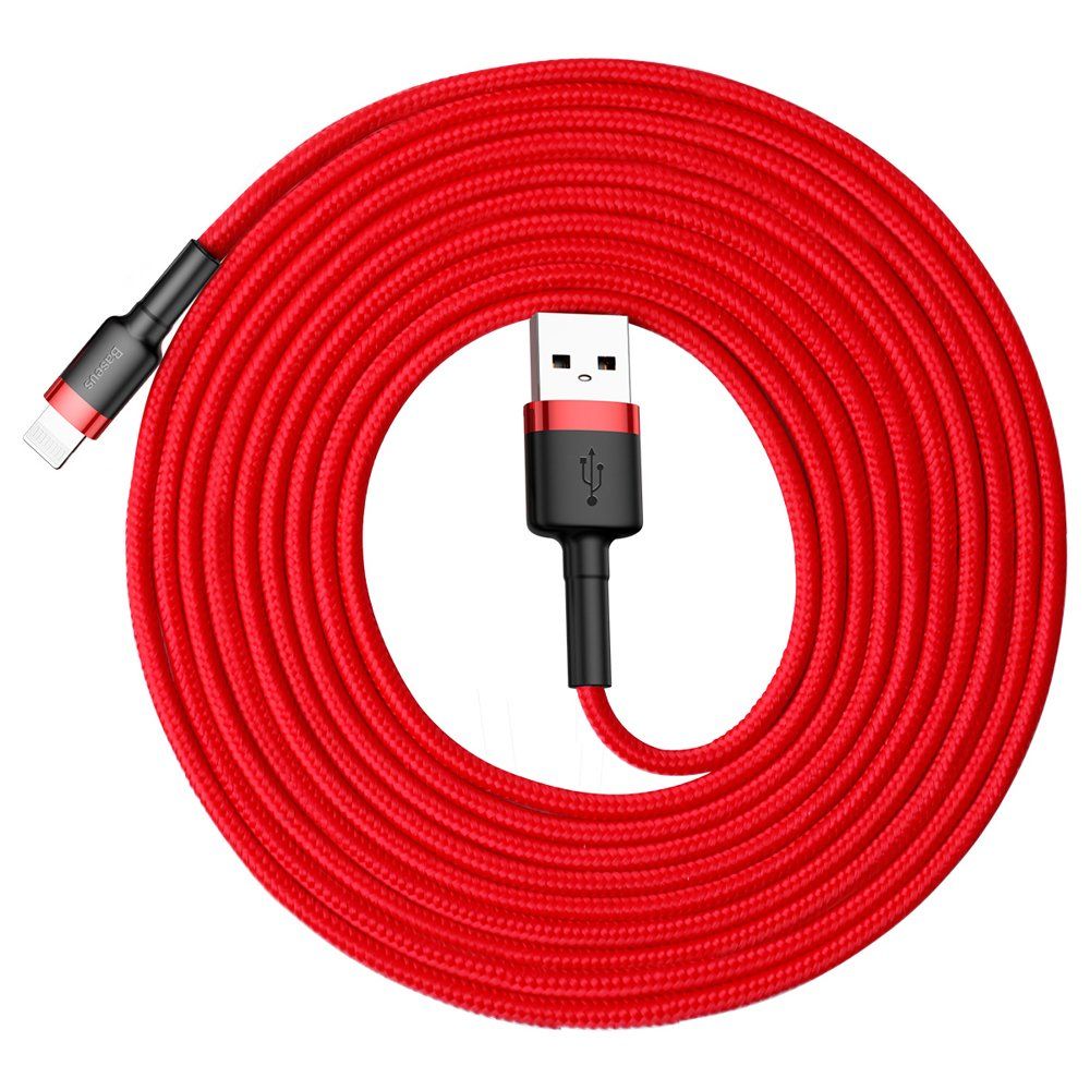 Καλώδιο Baseus Cafule Braided USB 2.0 / Lightning 2A 3m Κόκκινο