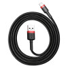 Καλώδιο Baseus Cafule Braided USB 2.0 / Lightning 2A 3m Μαύρο / Κόκκινο
