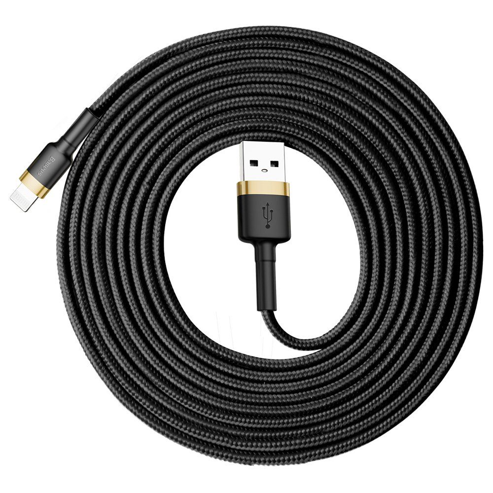 Καλώδιο Baseus Cafule Braided USB 2.0 / Lightning 2A 3m Μαύρο / Χρυσό