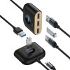 Baseus Square round 4 in 1 USB HUB Adapter (1xUSB3.0 & 3xUSB2.0) 1m Black Μαύρο