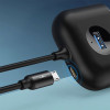 Baseus Square round 4 in 1 USB HUB Adapter (1xUSB3.0 & 3xUSB2.0) 1m Black Μαύρο