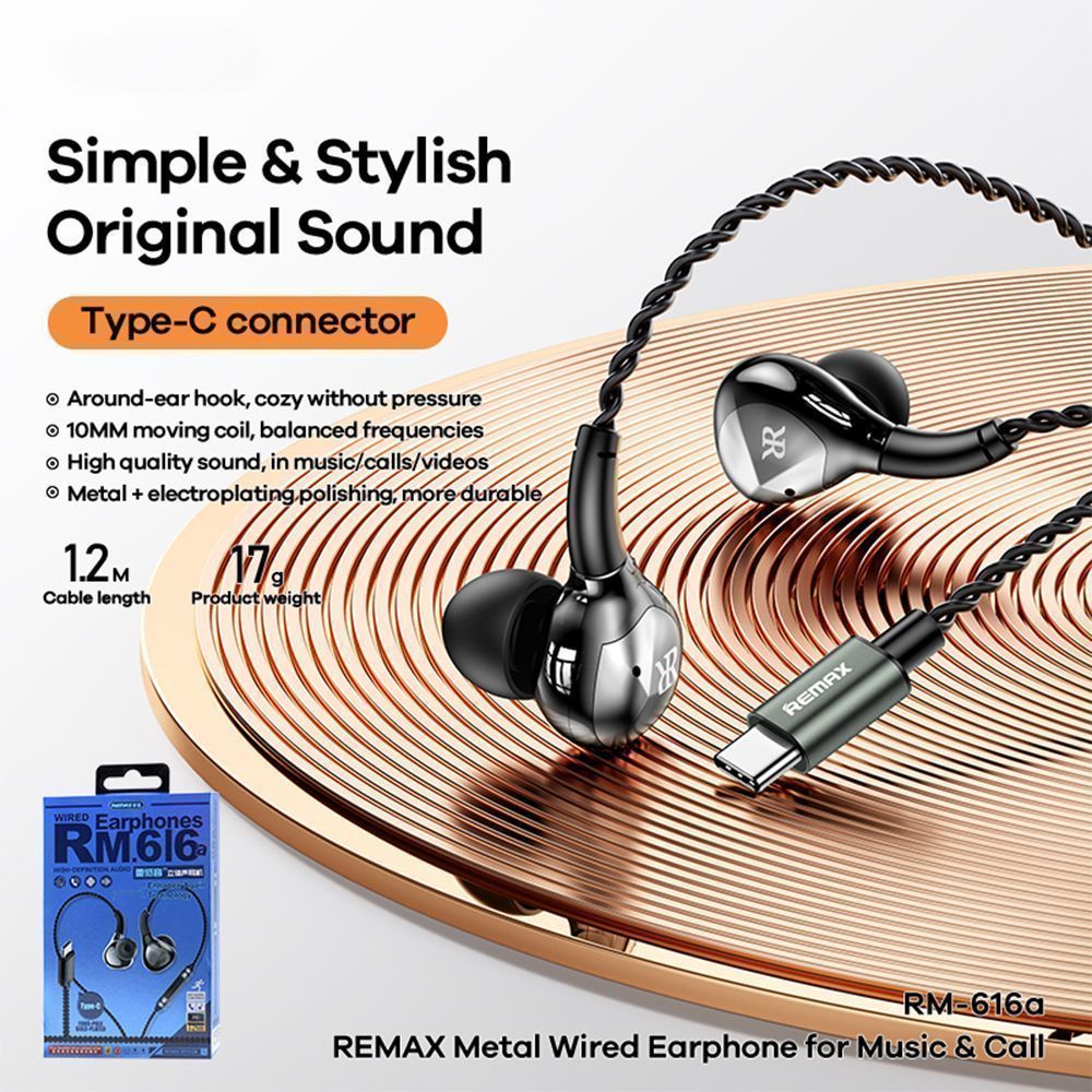 Ακουστικά Remax Metal Wired Type-C RM-616a Λευκό