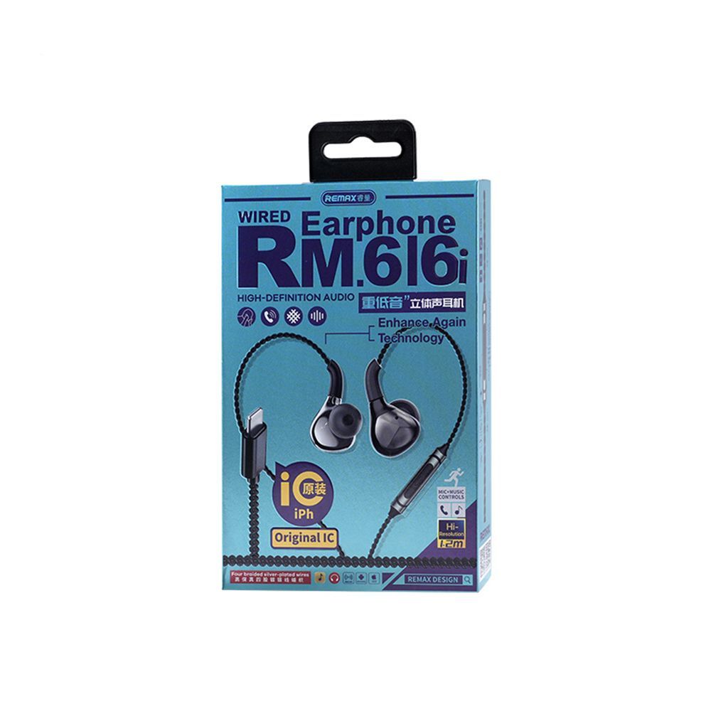 Ακουστικά Remax Metal Wired Lightning RM-616i Μαύρο