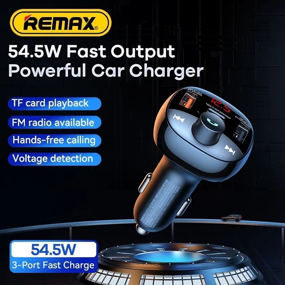 REMAX FM Transmitter Αυτοκινήτου Lodi Series Fast Car Charge RCC331 54.5W Μαύρο