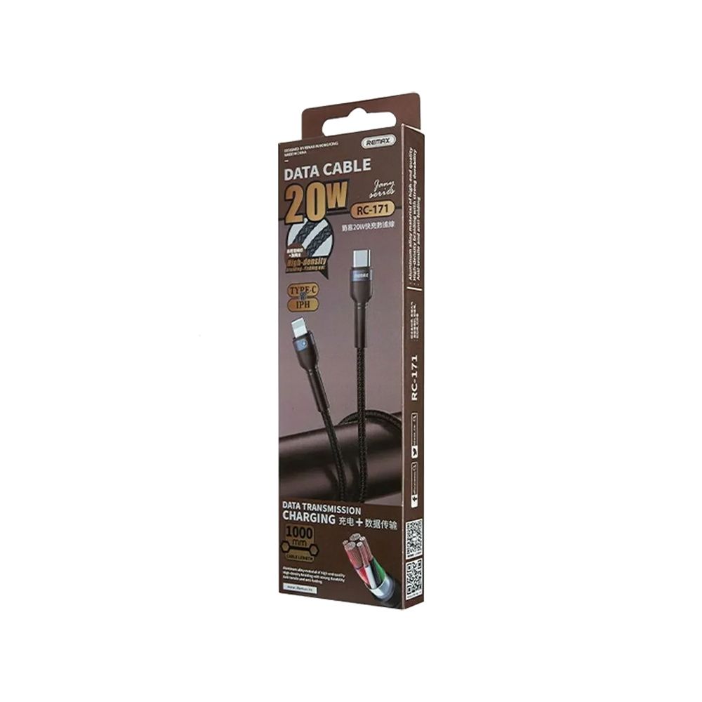 Καλώδιο Remax RC-171 Jany Series 20W|Fast Charge Type-C to Lightning 1m Μαύρο