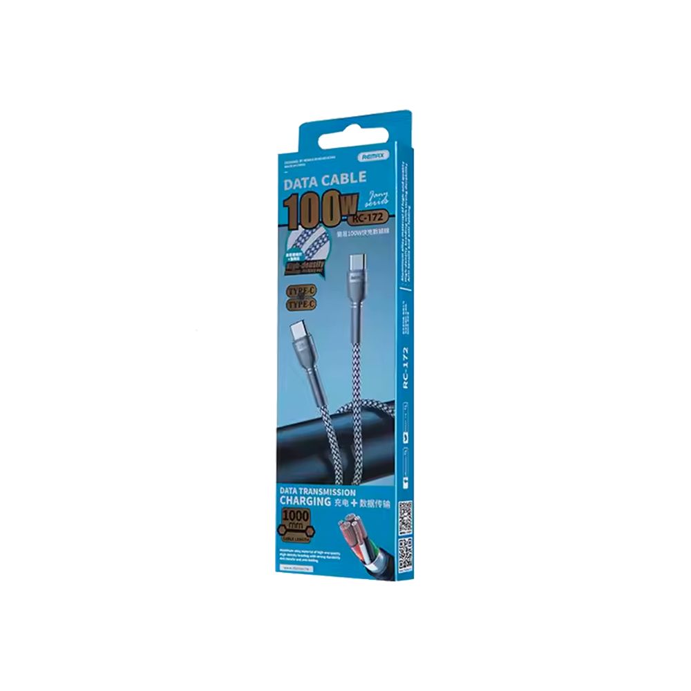 Καλώδιο Remax RC-172 Jany Series 100W|Fast Charge Type-C to Type-C 1m Μαύρο