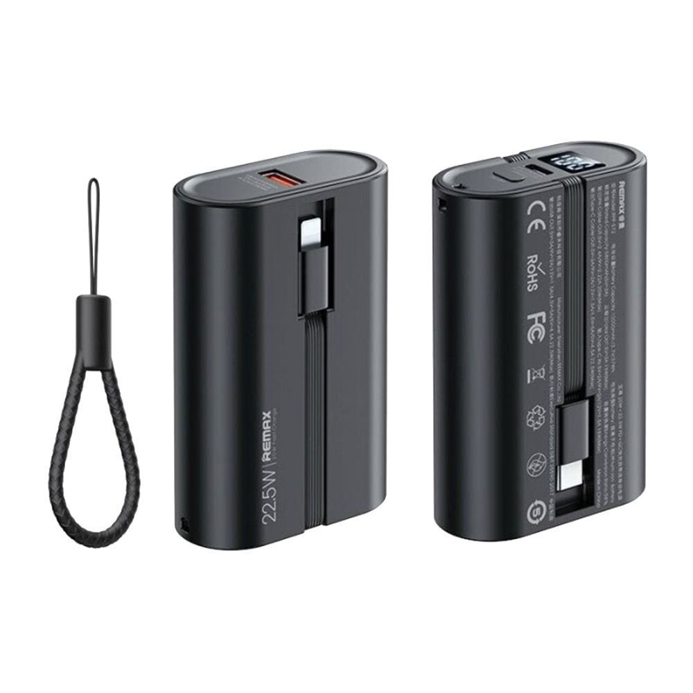 REMAX Prime Series Power Bank 10000mAh 18W RPP-572 με Καλώδια Lightning & Type-C Μαύρο