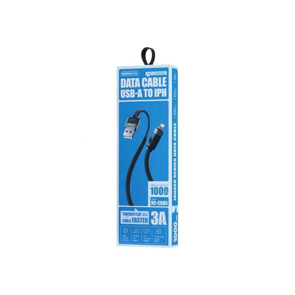 Καλώδιο Remax RC-C085 Janker Series Braided 3A|Fast Charge USB-A to Lightning Μαύρο