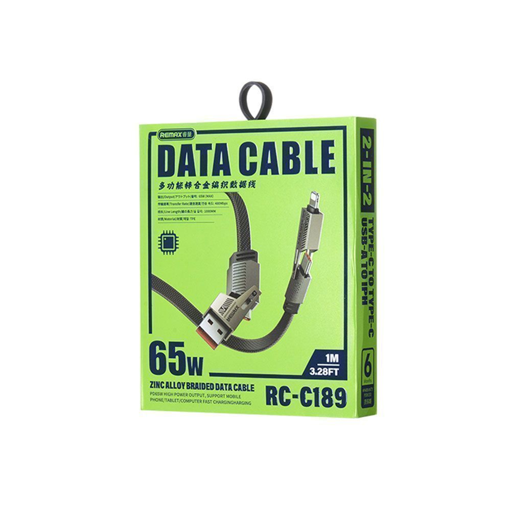 Καλώδιο Φόρτισης REMAX Multi Fuctional RC-C189 Braided 4 σε 1 Μαύρο