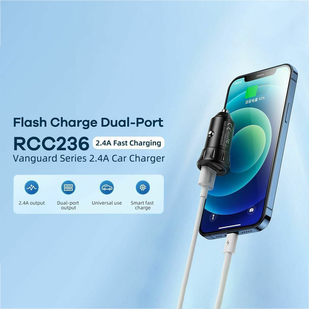 Φορτιστής Αυτοκινήτου REMAX Vanguard RCC236 2xUSB Fast Charge 2.4A Μαύρο