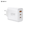 Φορτιστής REMAX Tigin Series Fast Charger CA-20(ACC65W) 65W με USB-A+2xUSB-C και Καλώδιο USB-C Λευκό