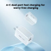 Φορτιστής REMAX GaN Fast Charge CA05(AC45W) 45W ,A+C Λευκό