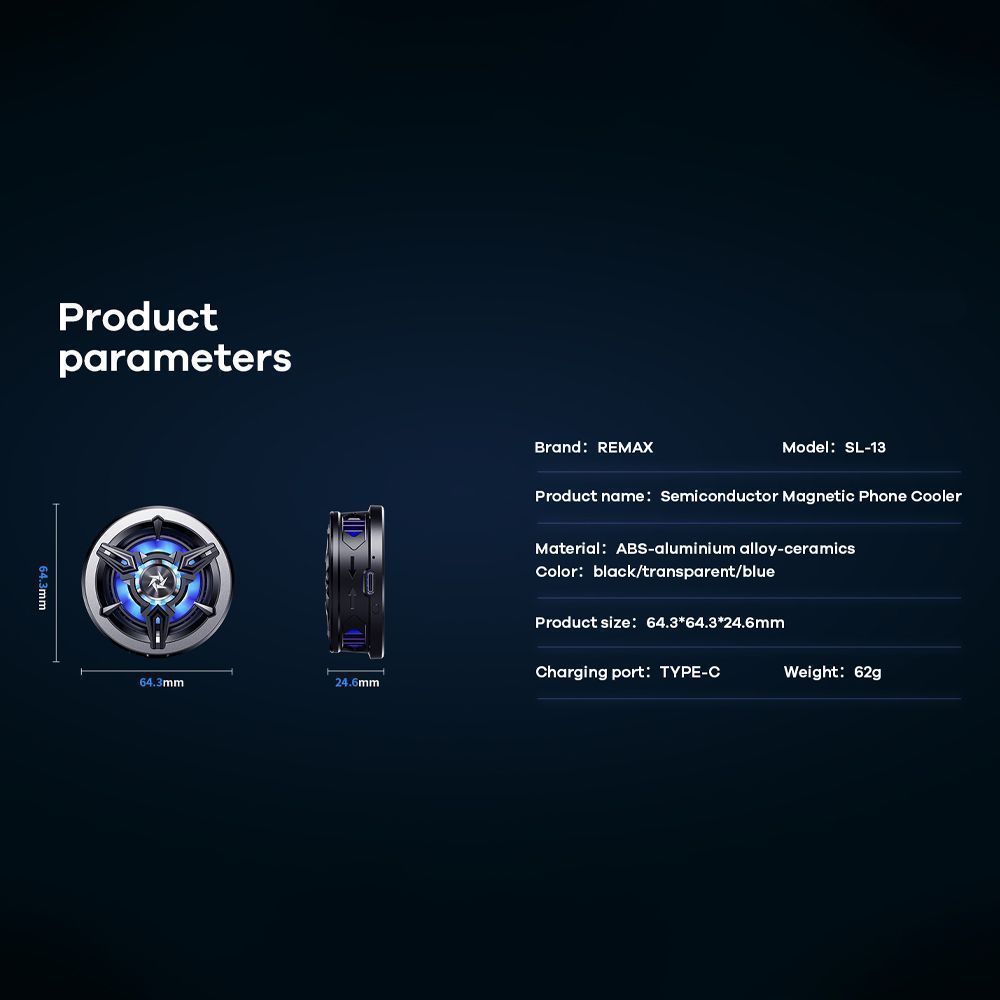 REMAX SL-13 Μαγνητικό RGB Ανεμιστηράκι Κινητού Μαύρο