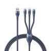 REMAX 3σε1 Multicharging Καλώδιο RC-199th USB to Lightning / Type-C / Micro USB 5Α Μπλέ