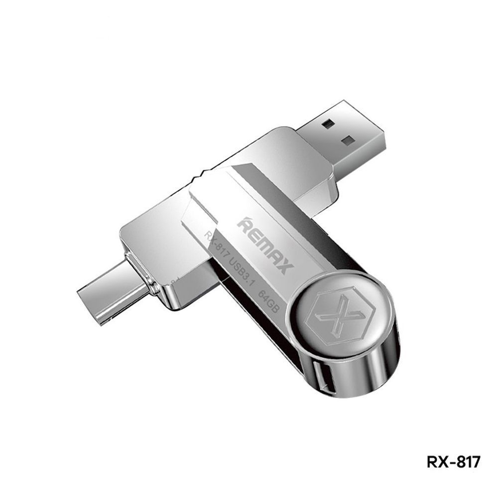 Remax RX-817 2-in-1 USB Flash Drive 64GB USB 3.1 / USB-C Ασημί