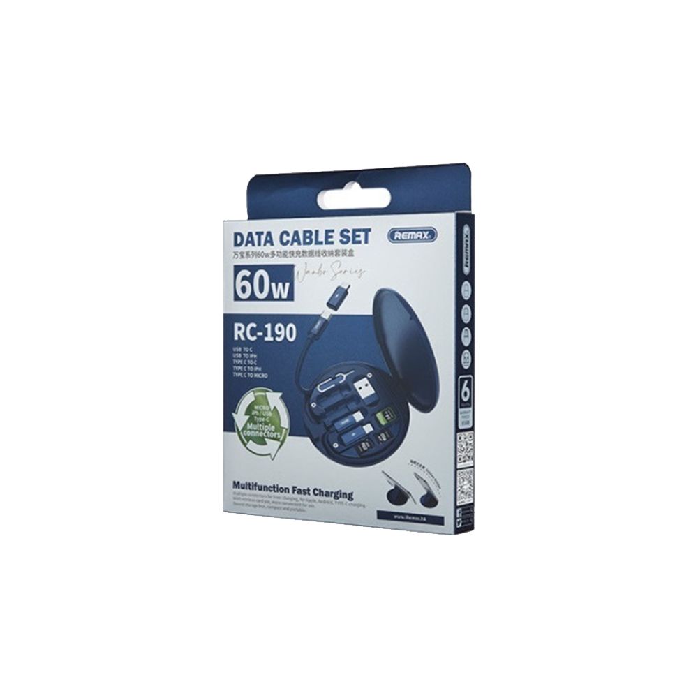REMAX Multifuction Κασετίνα με Καλώδιο & Αντάπτορες Wanbo Series RC-190 Μπλέ