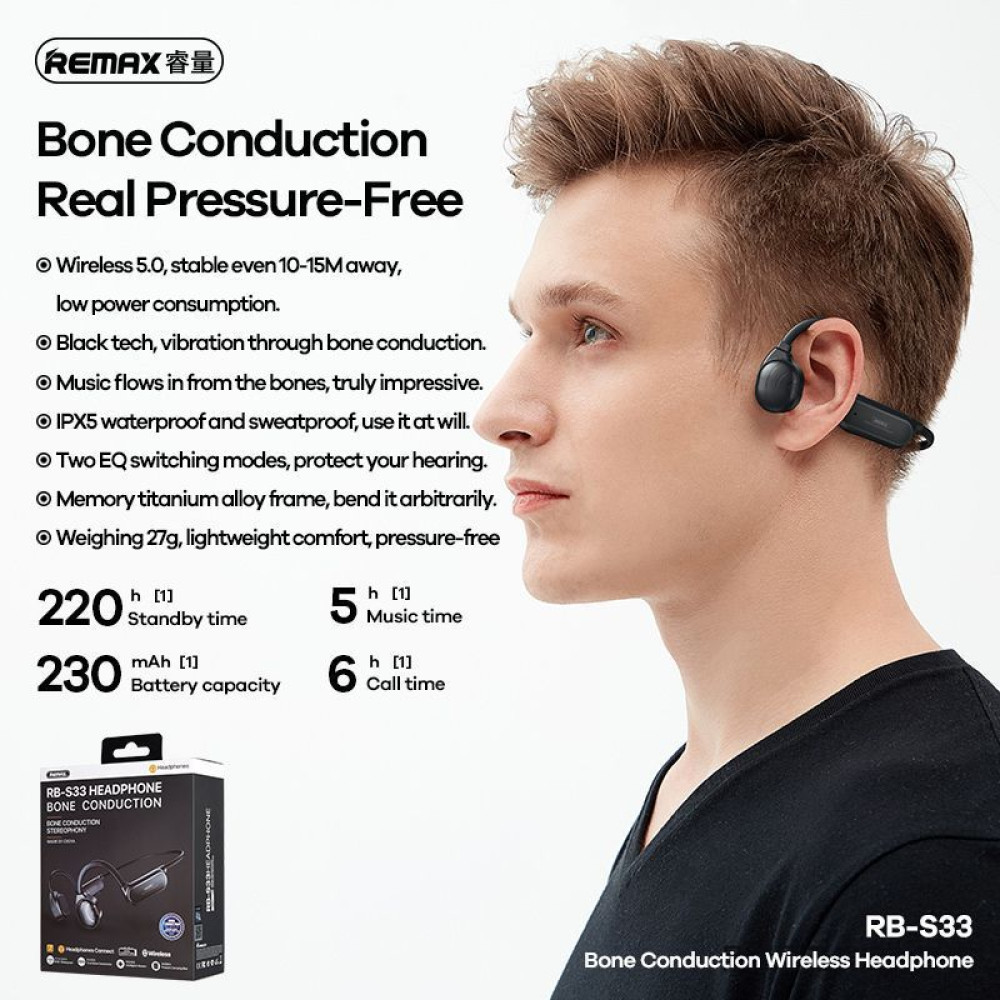 Ακουστικά Remax  RB-S33 Earbud Bluetooth Handsfree Μαύρο