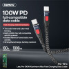 Καλώδιο Remax RC-187c Lesu Pro Series Braided 100W|Fast Charge Type-C to Type-C 1m Μαύρο
