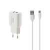 Φορτιστής REMAX Fast Charge RP-U22 + καλώδιο Micro USB 2.4A, 2xUSB Λευκό