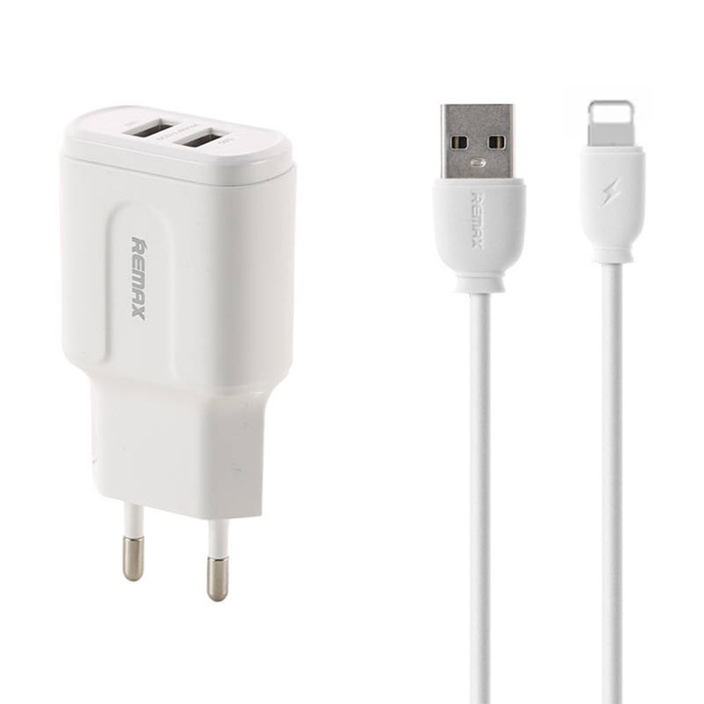 Φορτιστής REMAX Fast Charge RP-U22 + καλώδιο Lightning 2.4A, 2xUSB Λευκό