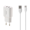 Φορτιστής REMAX Fast Charge RP-U22 + καλώδιο Type C 2.4A, 2xUSB Λευκό