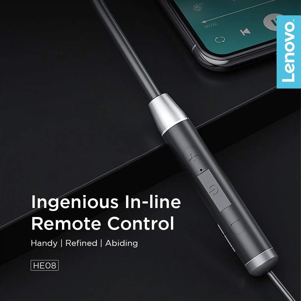 Lenovo Wireless Sports Earphone HE08 Μαύρο