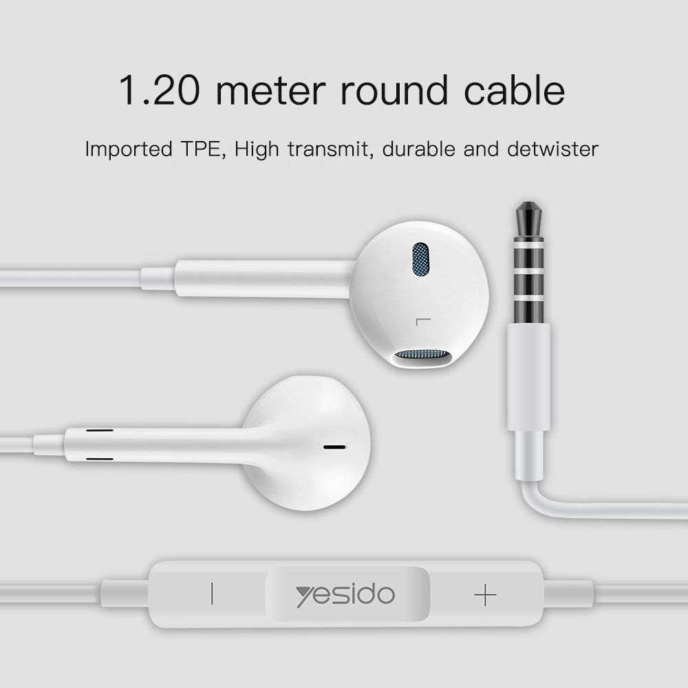 Ακουστικά Yesido YH09 Jack 3,5mm Λευκό