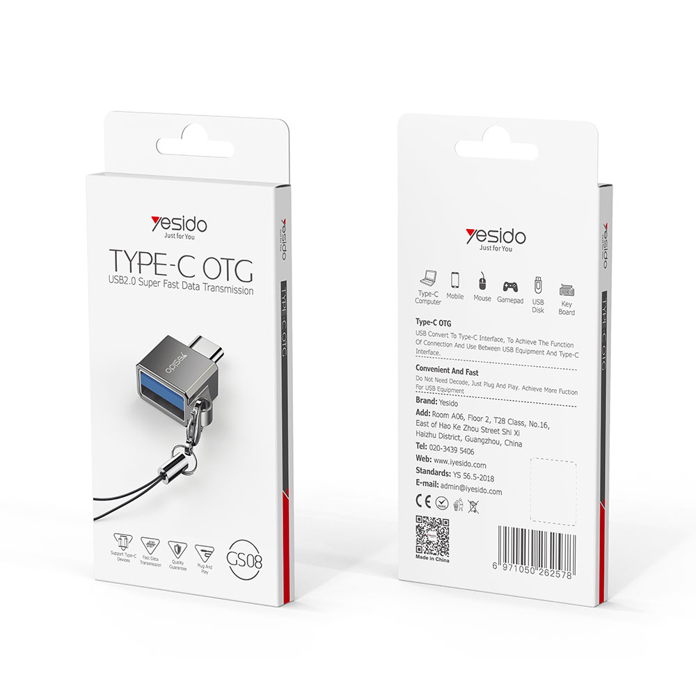 Αντάπτορας OTG Yesido GS08 Type-C σε USB-A Μαύρο
