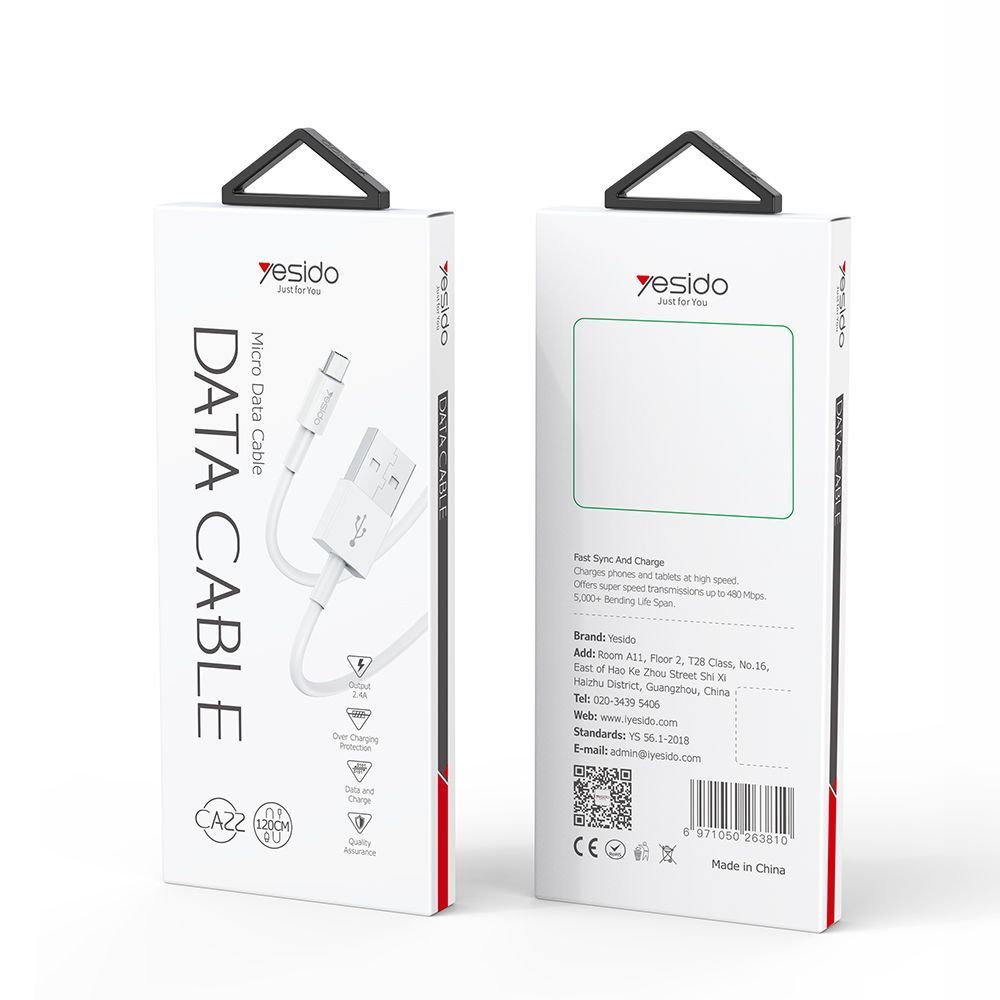 Καλώδιο Yesido CA22 USB-A σε Type-C 18W 1.2m Λευκό