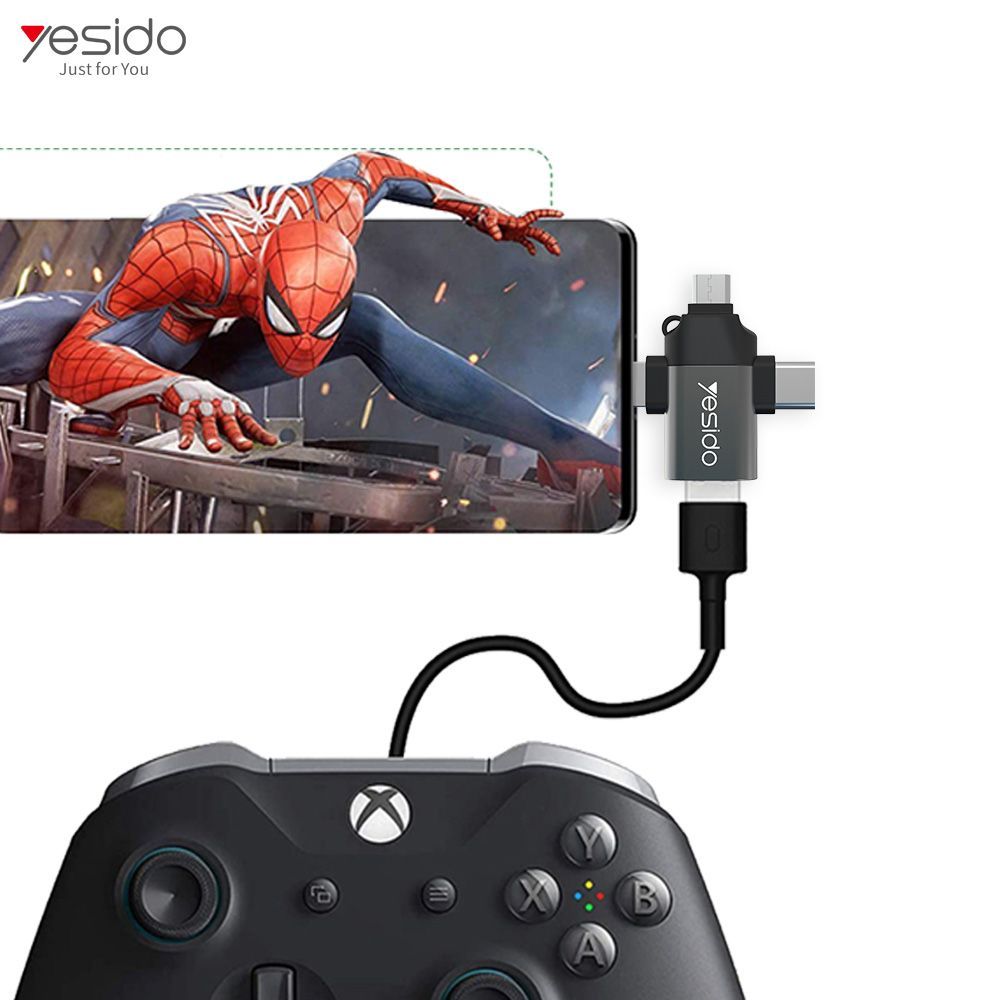 Αντάπτορας Yesido GS15 3-in-1 Lightning/Micro USB/Type-C σε USB Γκρι