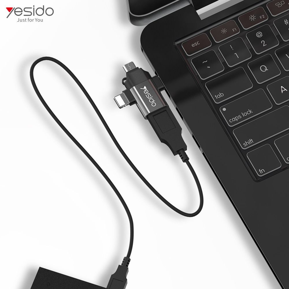 Αντάπτορας Yesido GS15 3-in-1 Lightning/Micro USB/Type-C σε USB Γκρι