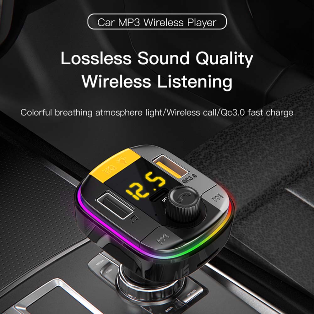 FM Transmitter Yesido Y45 Bluetooth με Φορτιστή Αυτοκινήτου 43W USB-A + USB-C Μαύρο