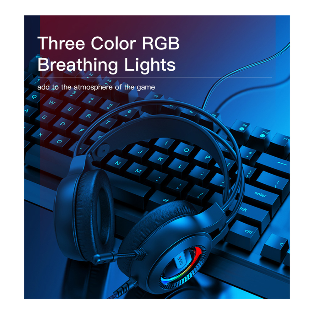 Pro Gaming Headset Yesido EK02 LED On Ear με σύνδεση USB & 2x3.5mm Μαύρο