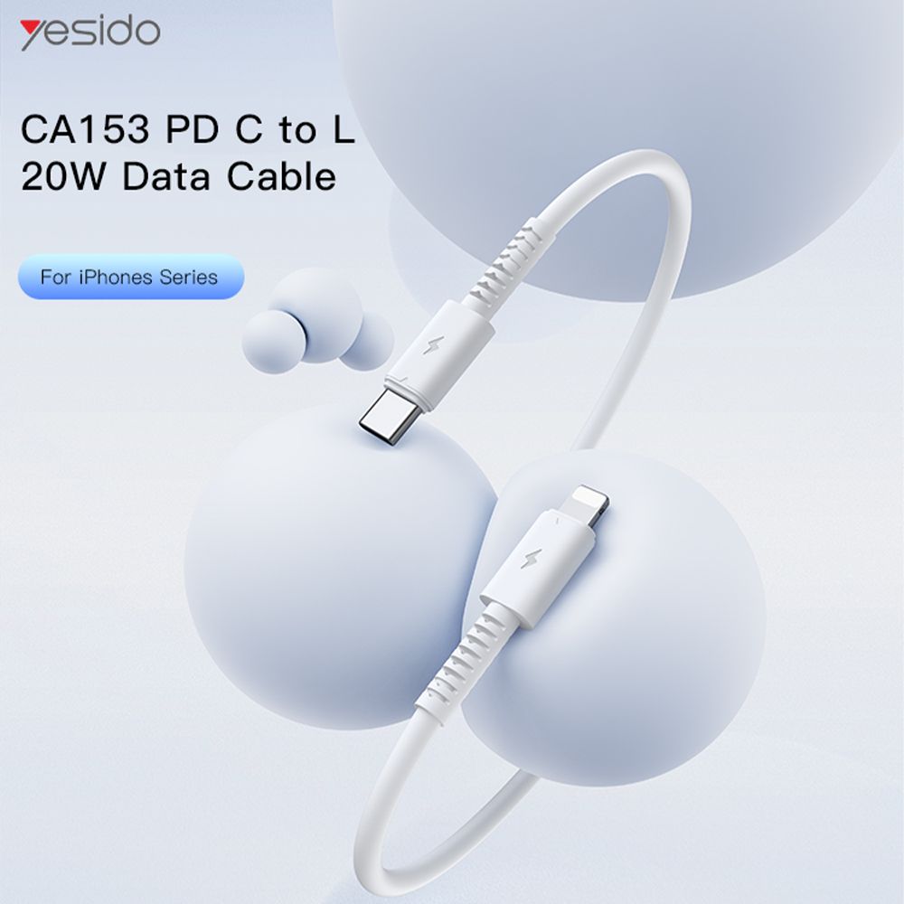 Καλώδιο Yesido CA153 Type-C σε Lightning 20W 1m Λευκό