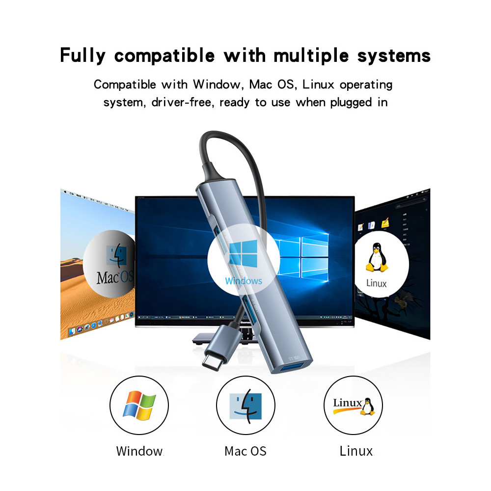 USB Hub Yesido HB17 Type-C σε 4x USB-A Μπλέ