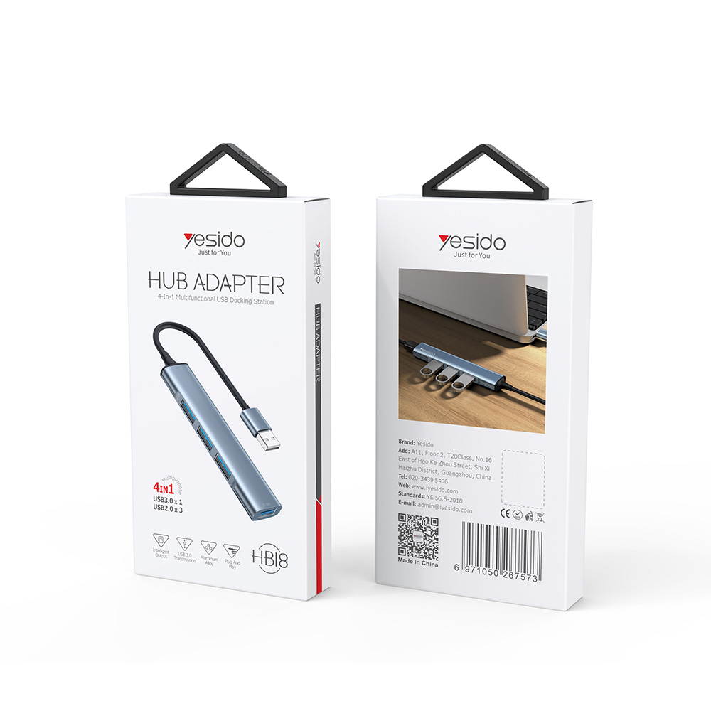 USB Hub Yesido HB18 USB-A σε 4x USB-A Μπλέ