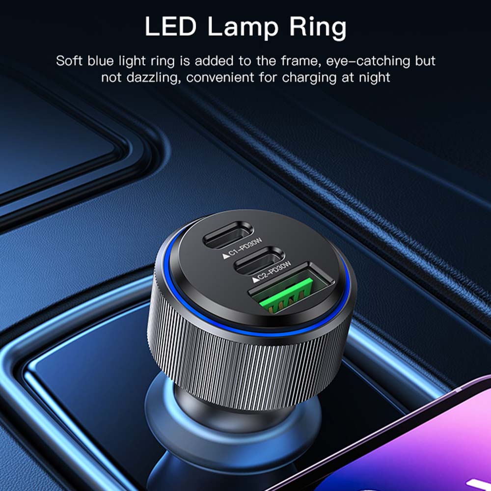 Φορτιστής Αυτοκινήτου Yesido Y50 USB-A + 2x USB-C 60W Μαύρο