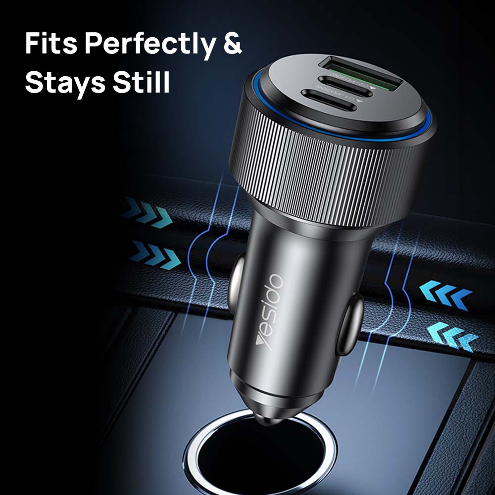 Φορτιστής Αυτοκινήτου Yesido Y50 USB-A + 2x USB-C 60W Μαύρο