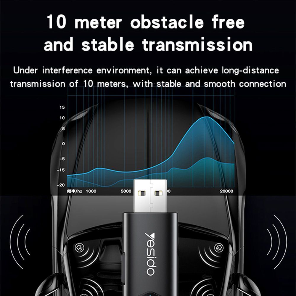 Yesido Αντάπτορας Bluetooth Αυτοκινήτου 5.0 USB σε AUX YAU40 Μαύρο