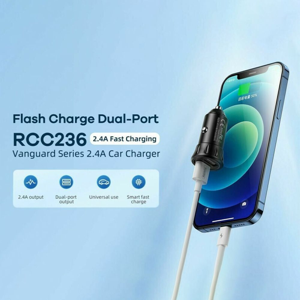 Φορτιστής Αυτοκινήτου REMAX Vanguard RCC236 2xUSB 2.4A με Καλώδιο USB 3σε1 Μαύρο
