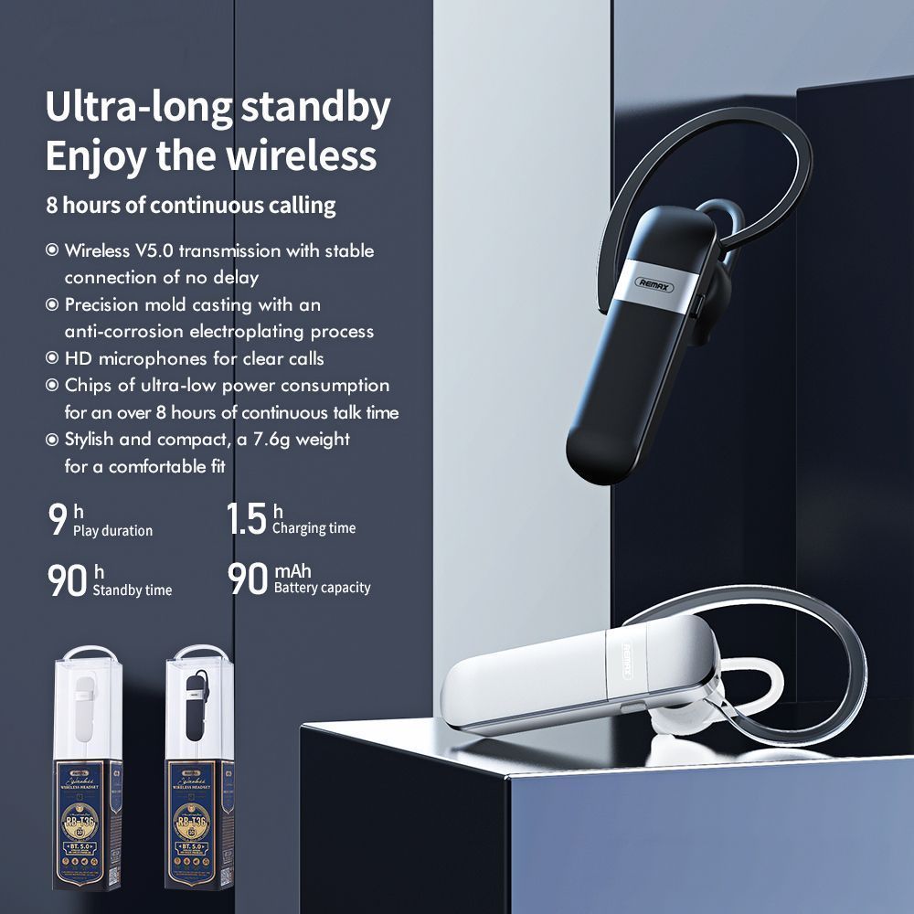 Remax Bluetooth Headset RB-T36 Μαύρο