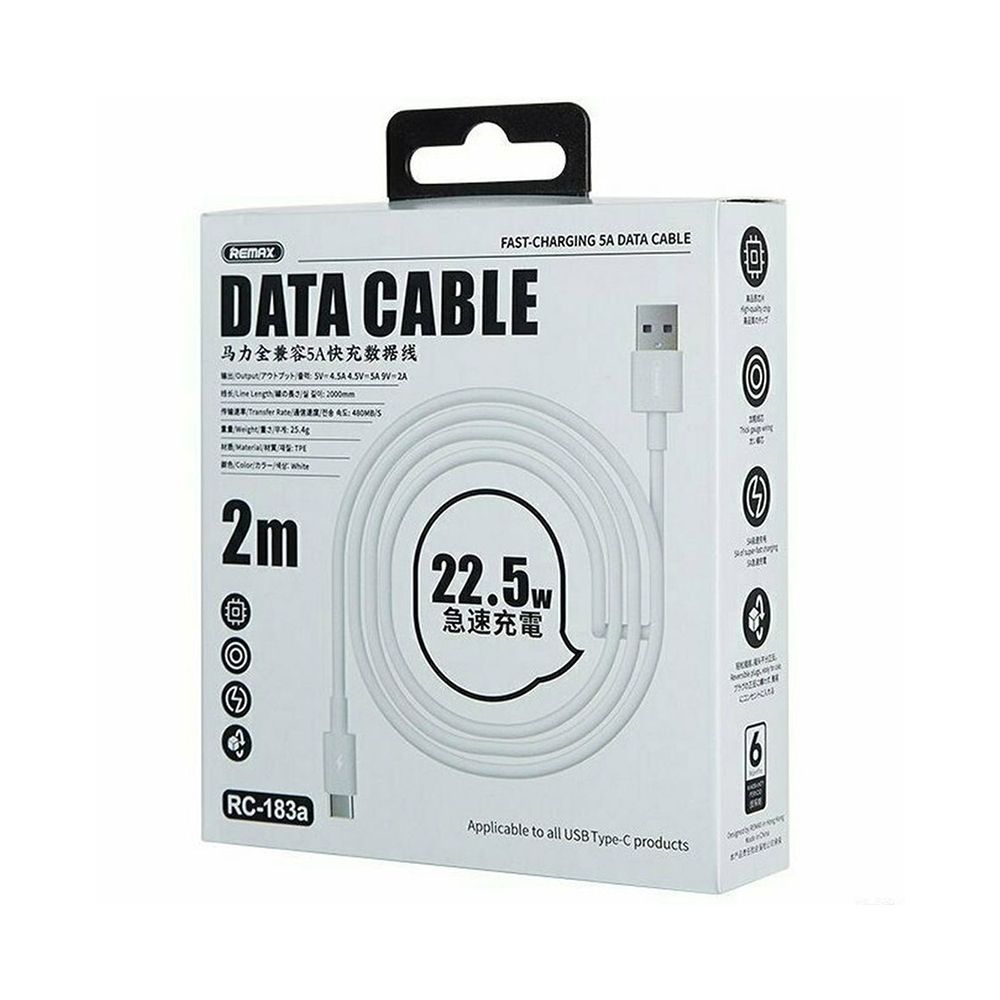 Καλώδιο Remax RC-175a Marlik Series 6A|Fast Charge USB-A to Type-C 1m Λευκό