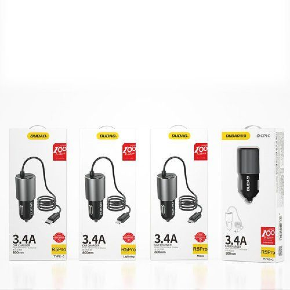 Φορτιστής Αυτοκινήτου Dudao με Καλώδιο Micro USB 3.4A Μαύρο