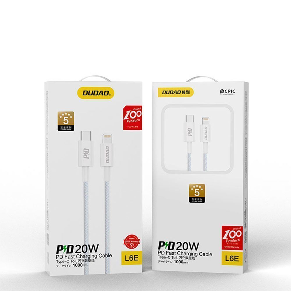 Καλώδιο Dudao L6E USB Type C - Lightning PD 20W 1m Λευκό
