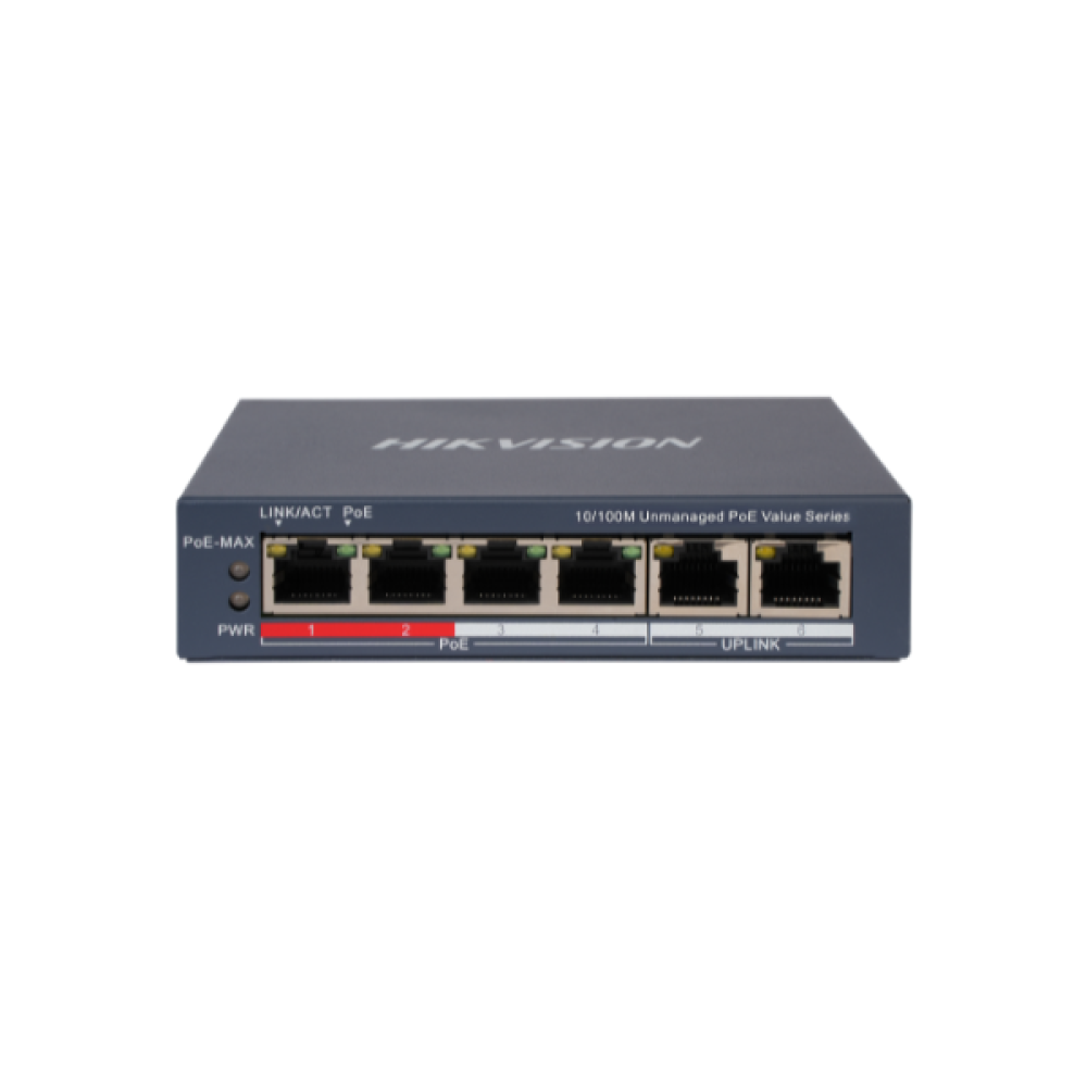 DS-3E0106P-E/M(B) 4 Port Fast Ethernet Unmanaged POE Switch Hikvision